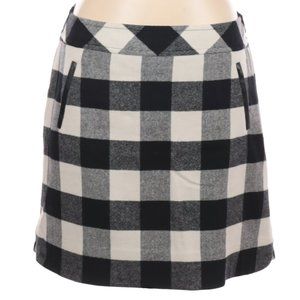 Size 16 Talbots Black and White Buffalo Check Wool Mini Skirt
